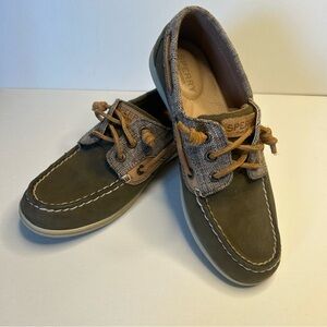 Women’s Sperry Songfish Boat Shoes Olive Green Sz 7 1/2 M